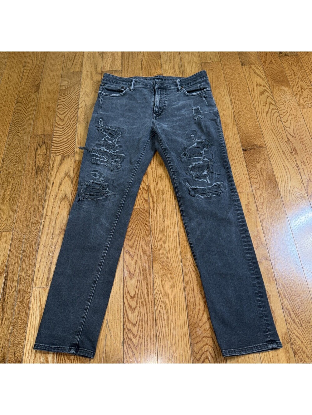 American Eagle Next Level Flex Skinny Gray Jeans Mens 32x 30 Distressed